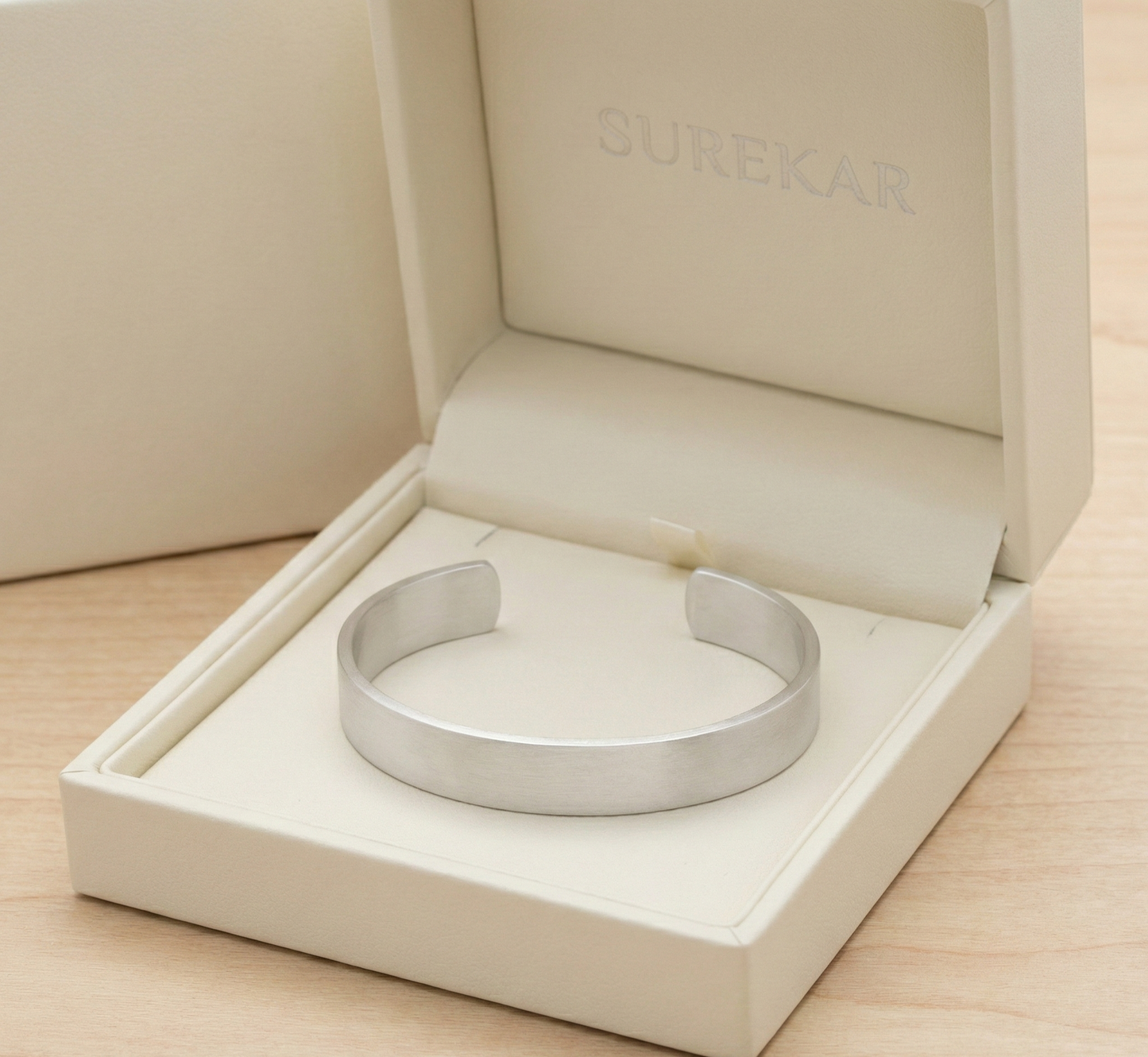 Surekar Matte Sterling Silver Cuff Bracelet for Men