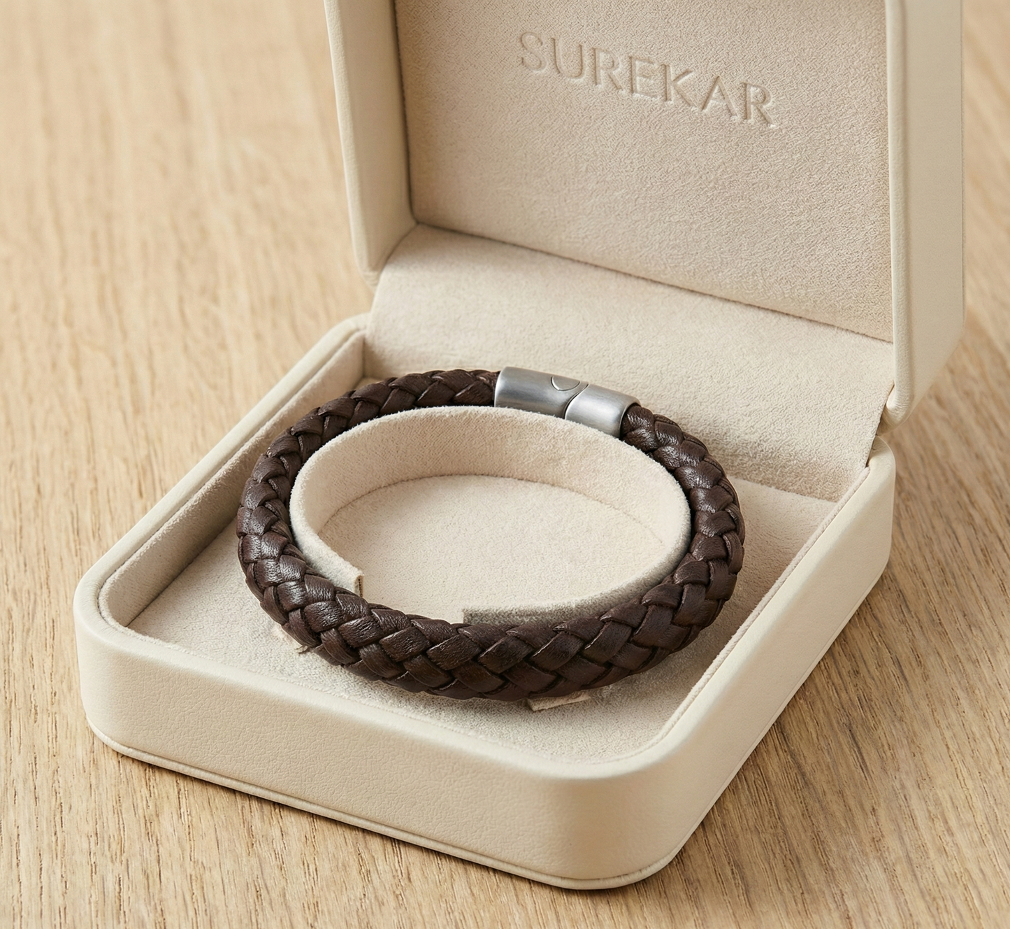 Surekar Men's Braided Leather Bracelet