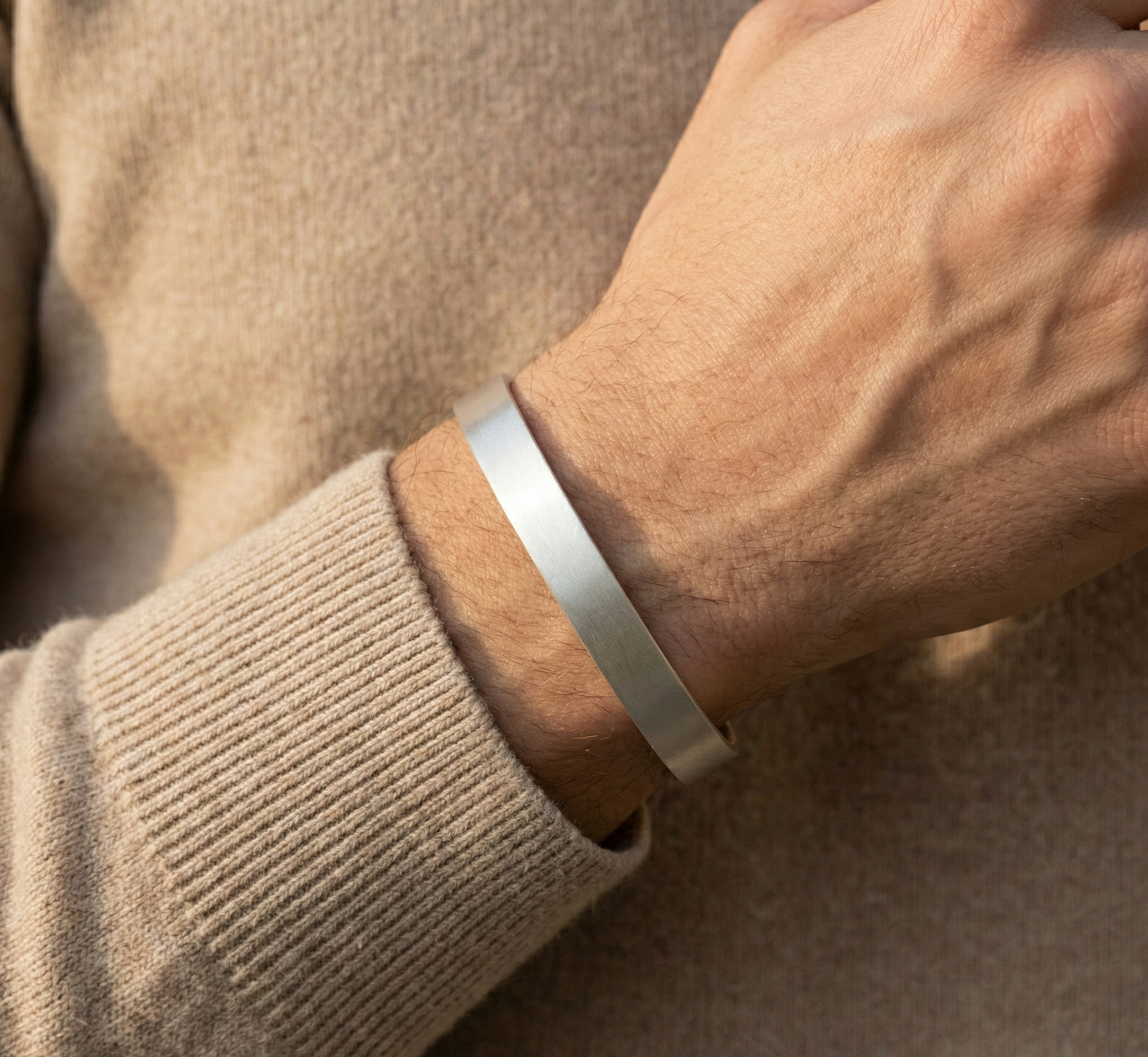 Surekar Matte Sterling Silver Cuff Bracelet for Men