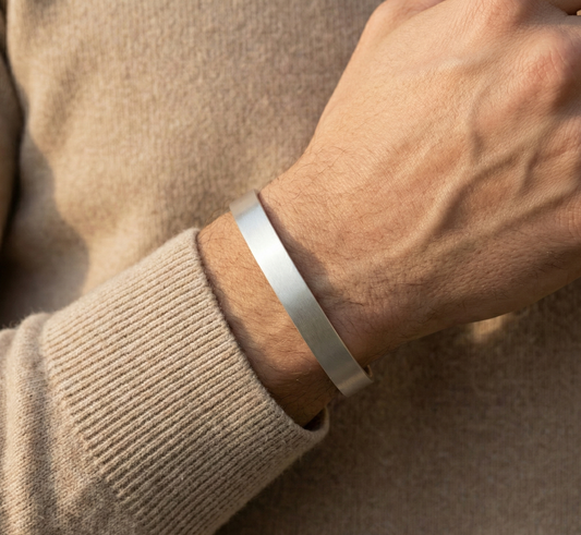 Surekar Matte Sterling Silver Cuff Bracelet for Men